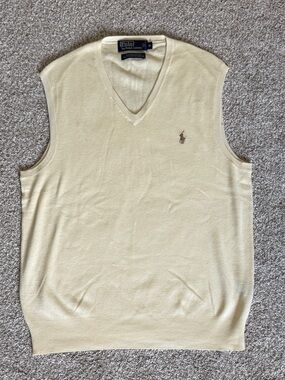 Ralph Lauren Polo Cream V-Neck Sweater Vest